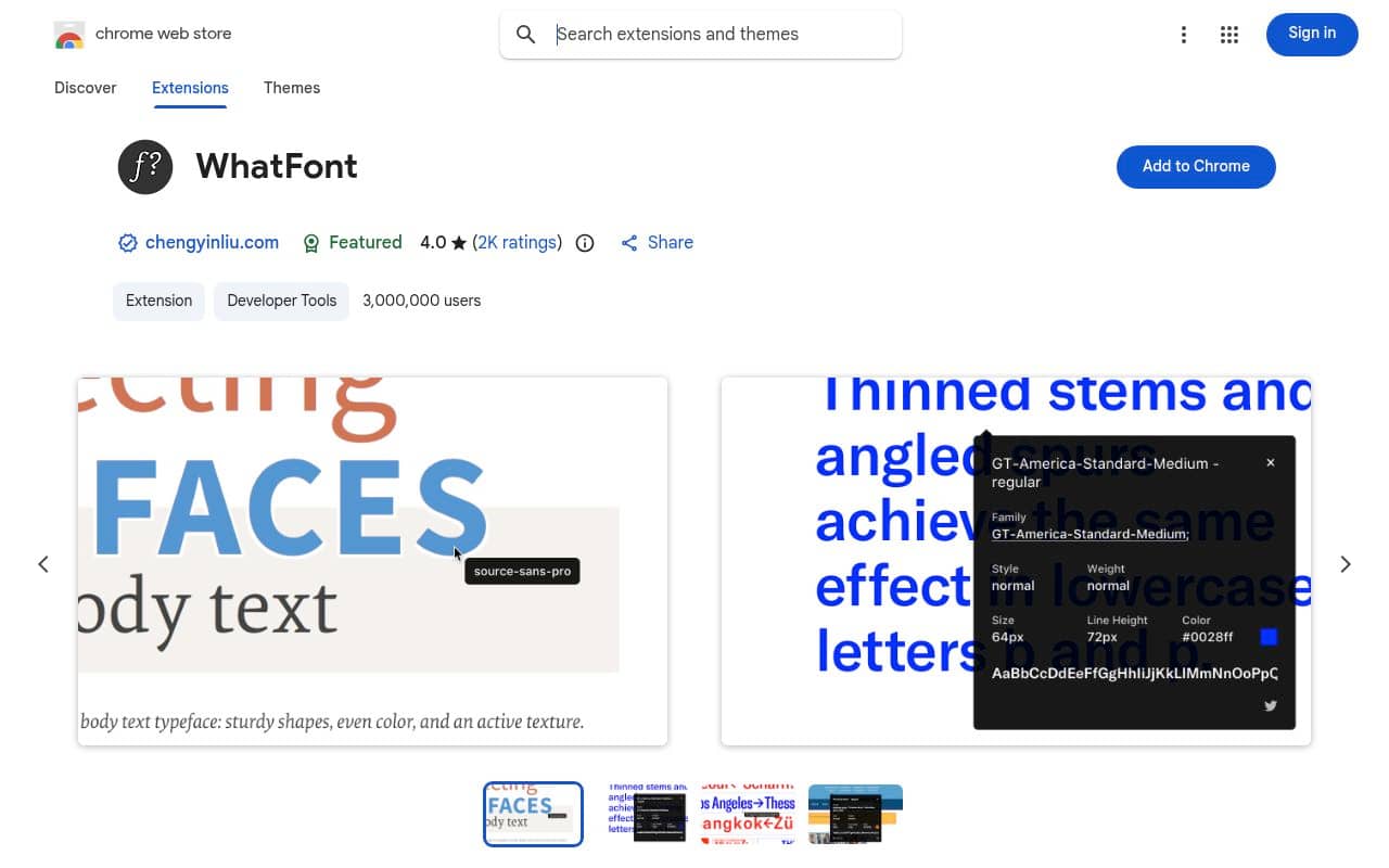 WhatFont — screenshot