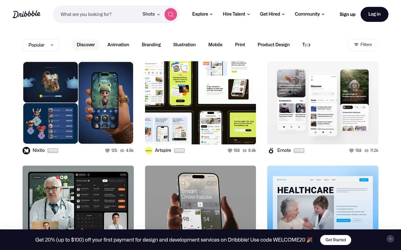Dribbble — screenshot