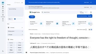 Google Fonts — screenshot