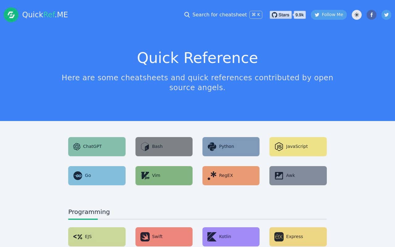 Quickref me — screenshot