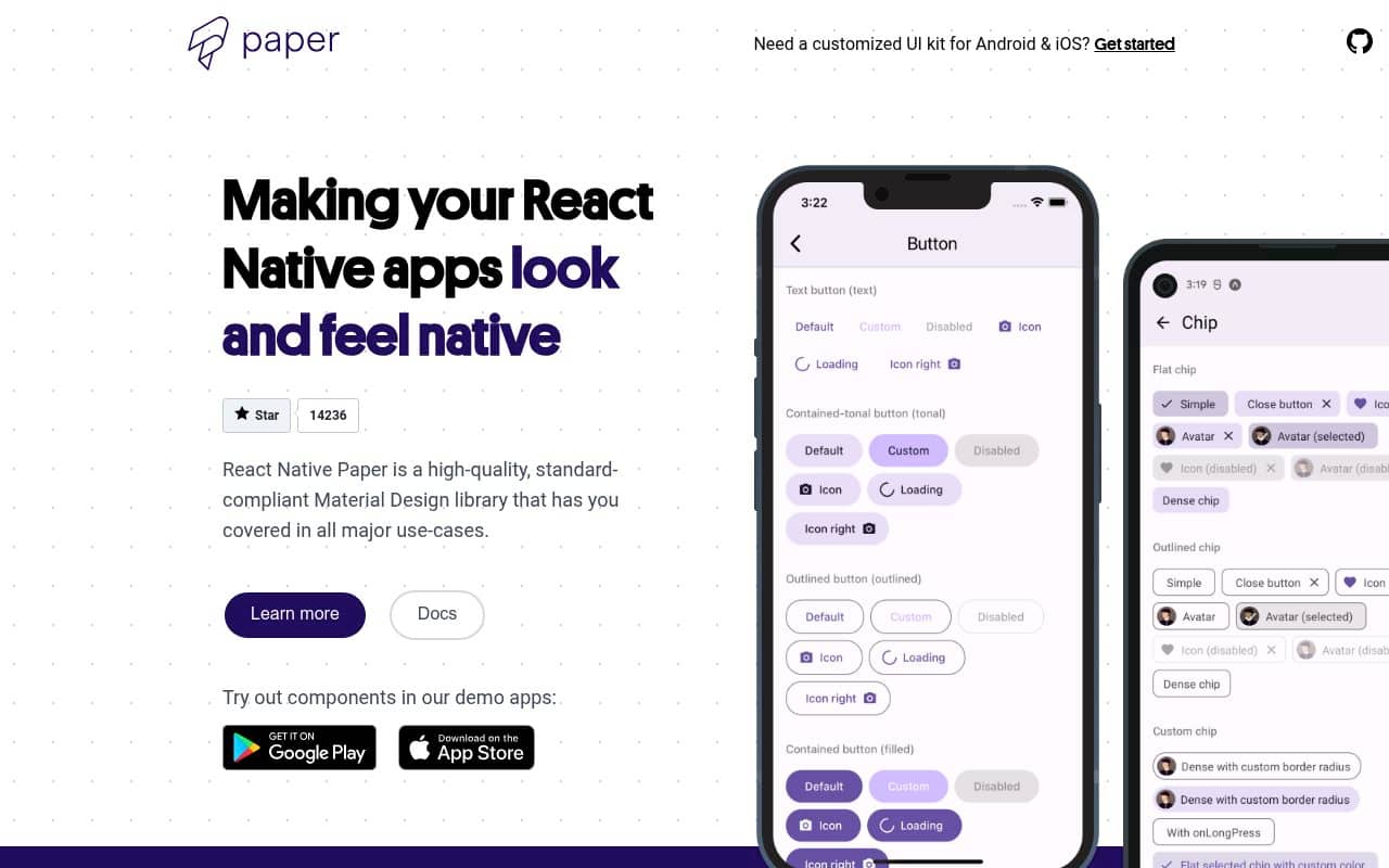 React Native Paper — screenshot