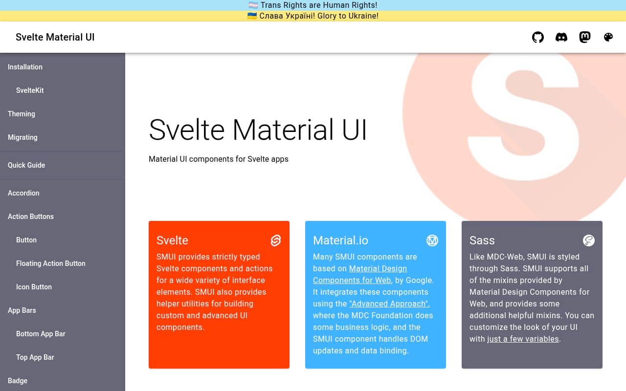 Svelte Material UI — screenshot