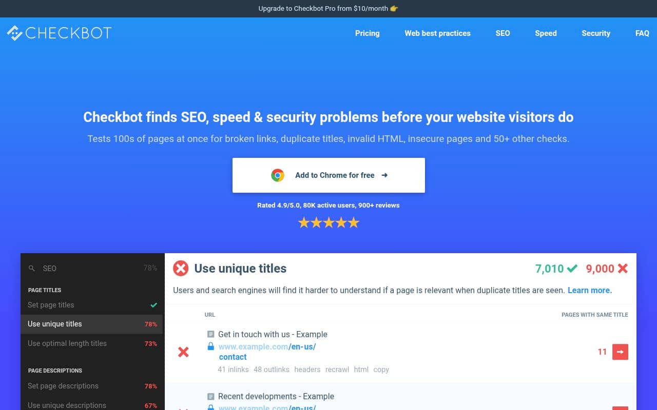 Checkbot — screenshot