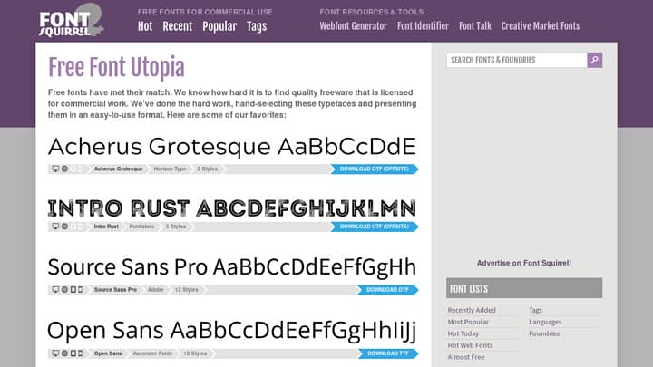 Fontsquirrel — screenshot