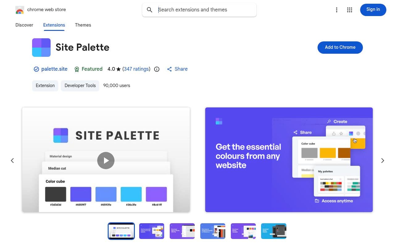 Site Palette preview
