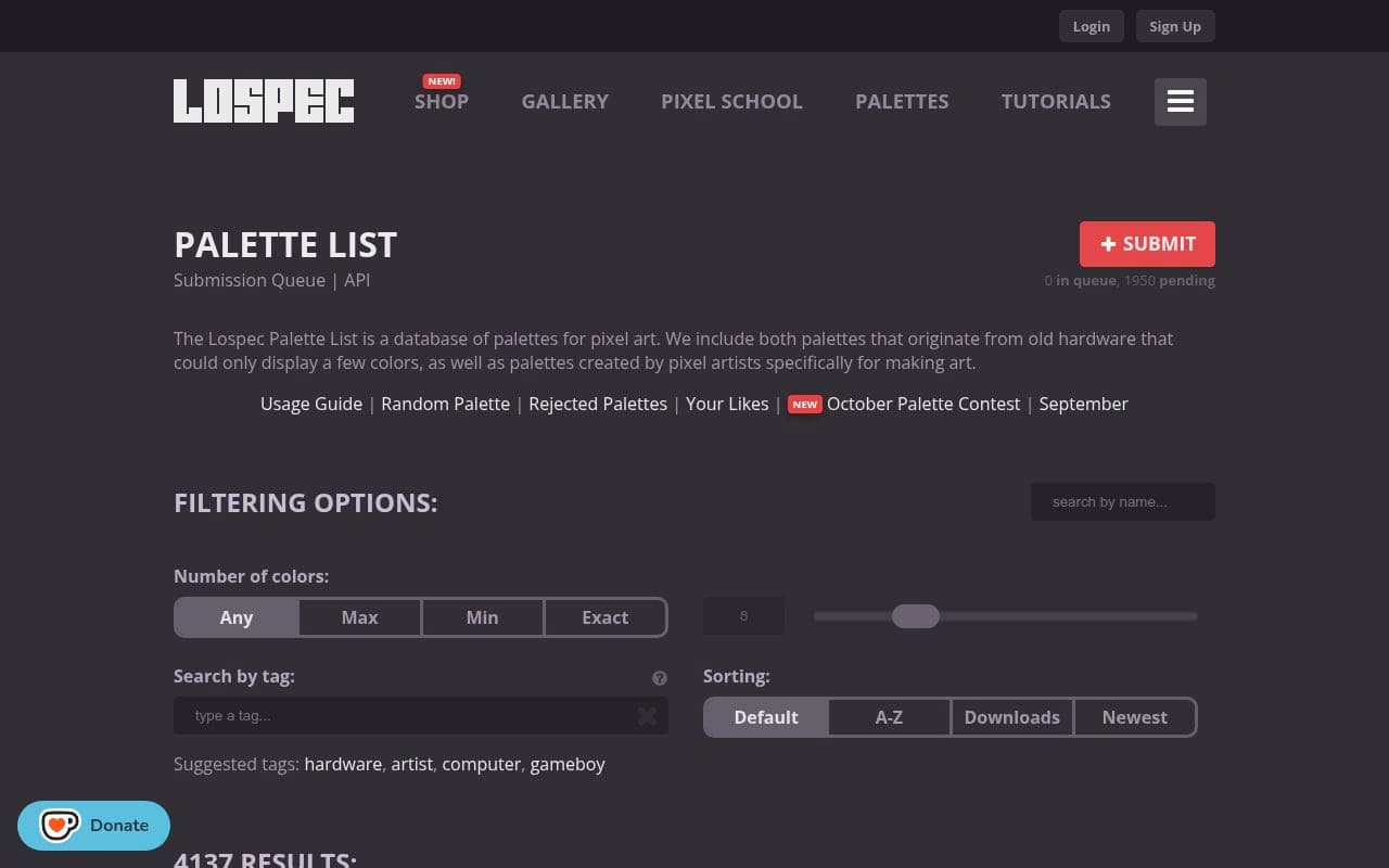 Lospec Palette List preview