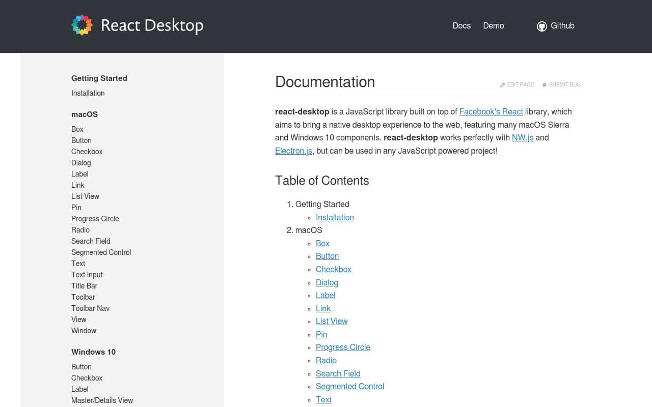 React Desktop preview