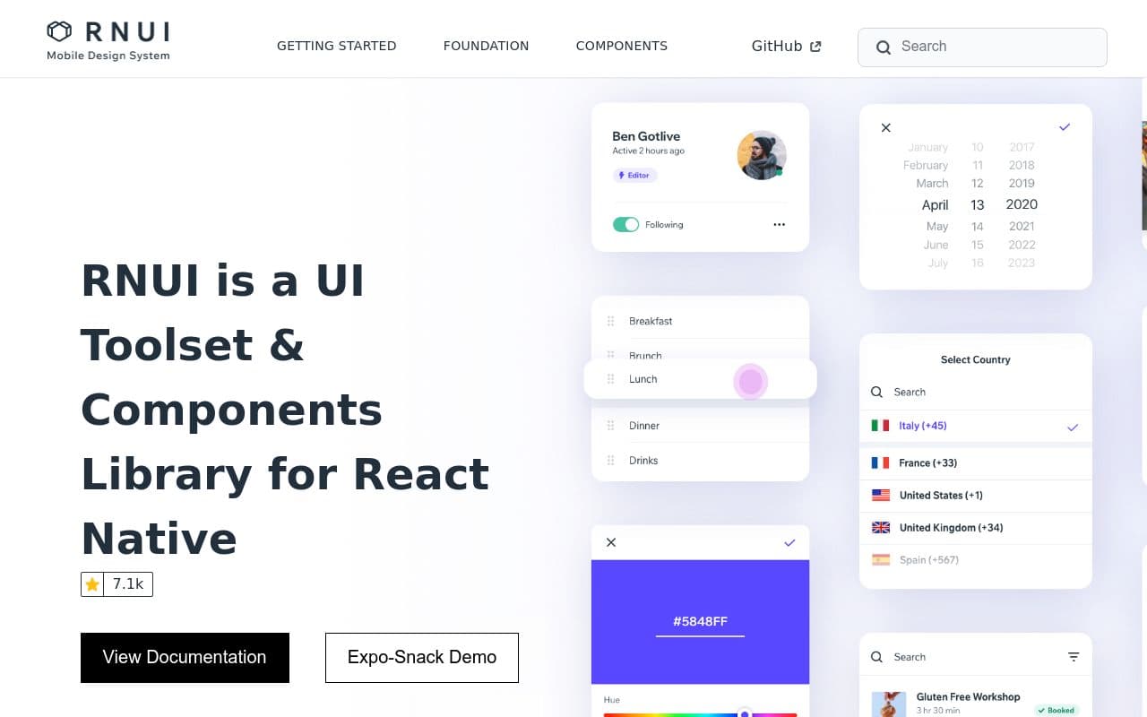 React Native UI Lib preview