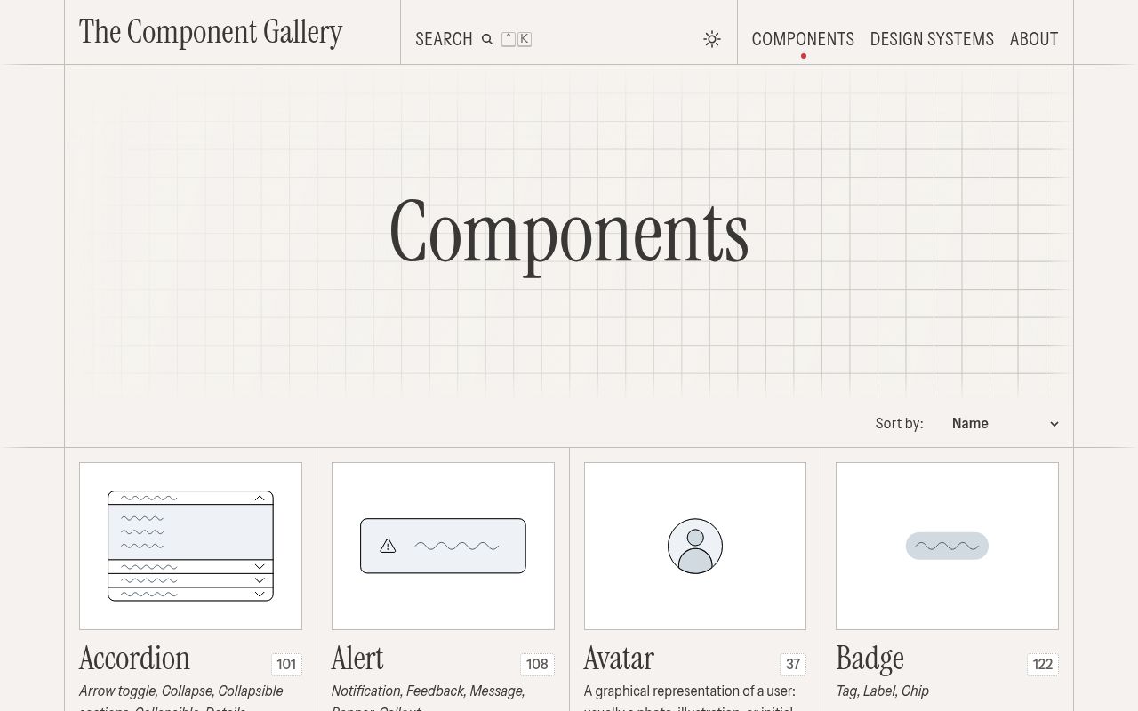 component gallery preview
