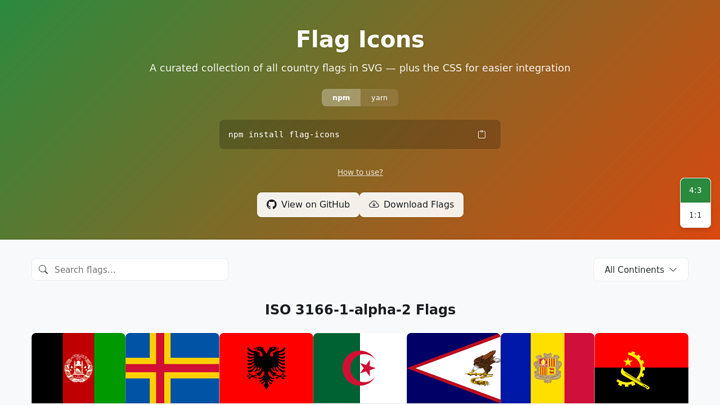 Flag icons preview