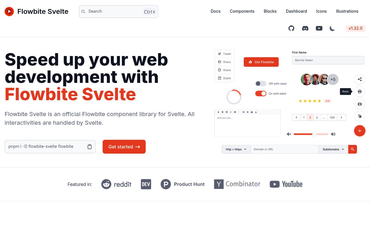 Flowbite Svelte — screenshot