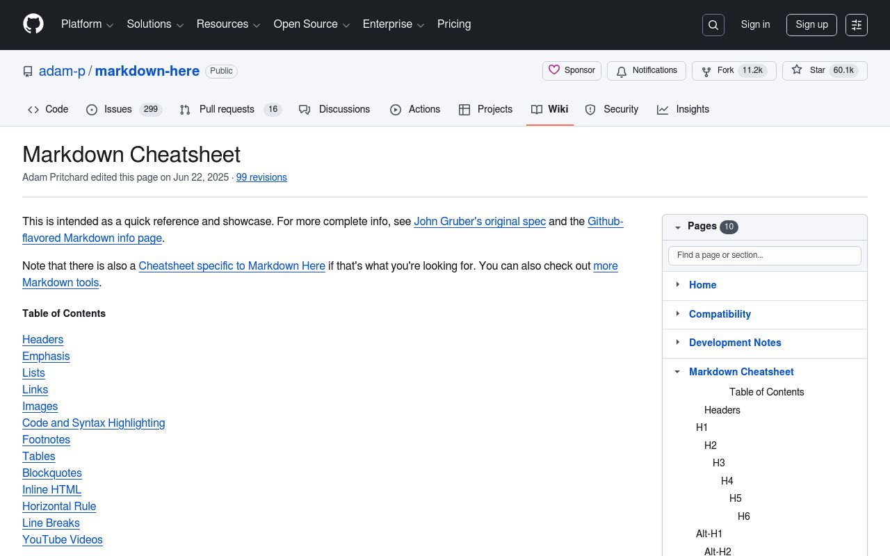 Markdown Cheatsheet preview