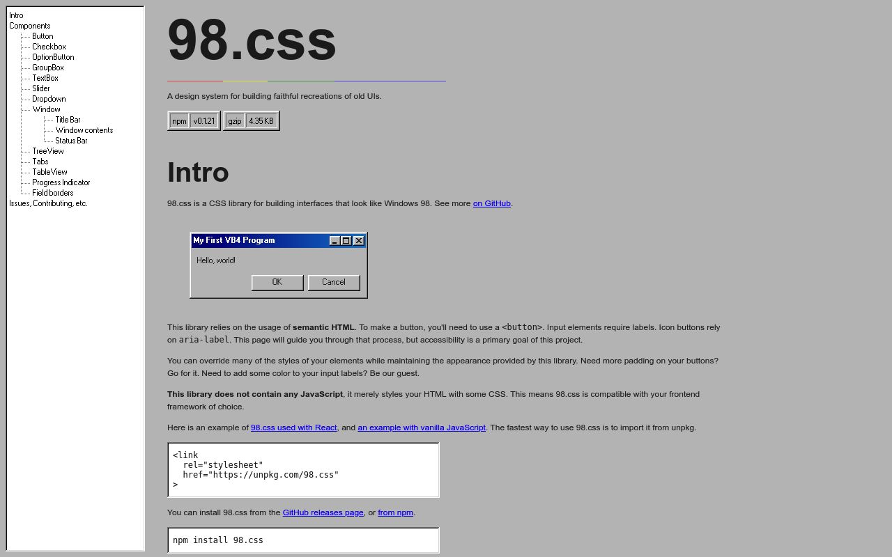 98.css preview