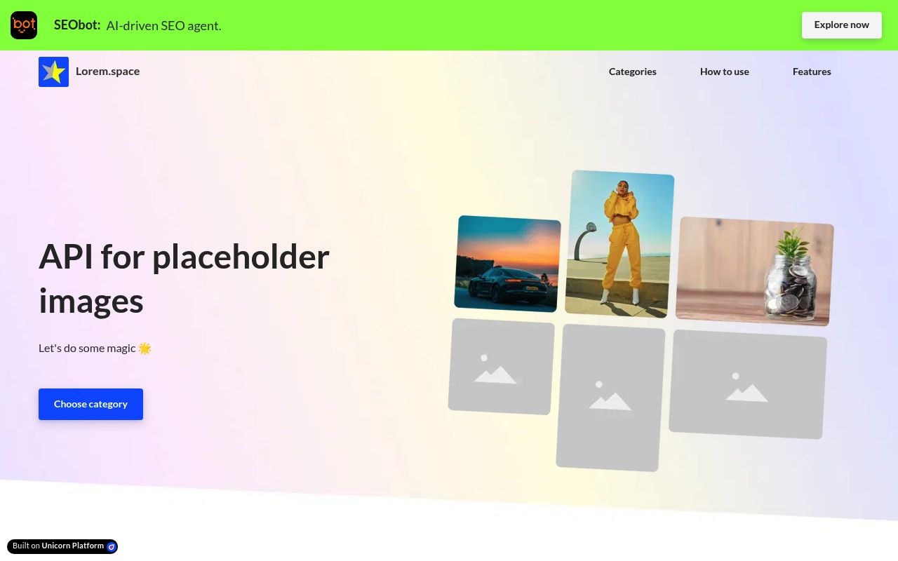 Lorem.space - Placeholder image generator preview