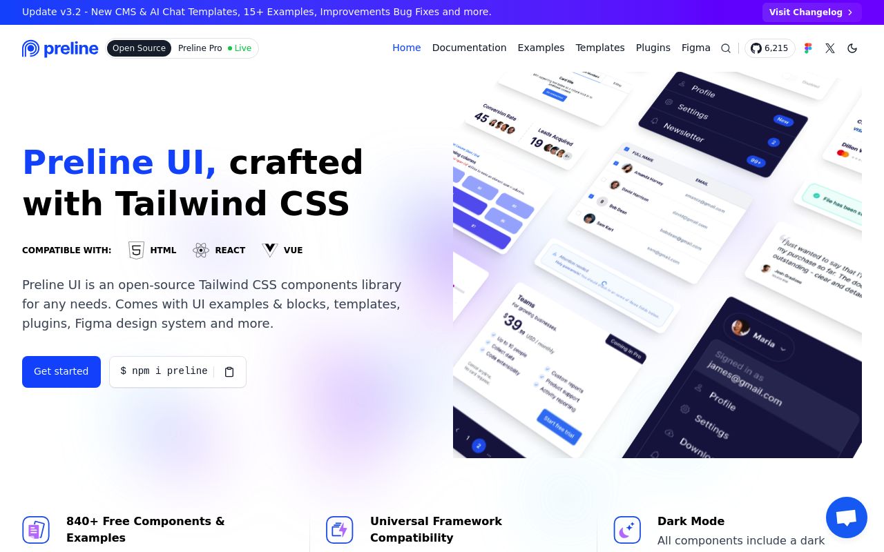 Preline Tailwind UI preview