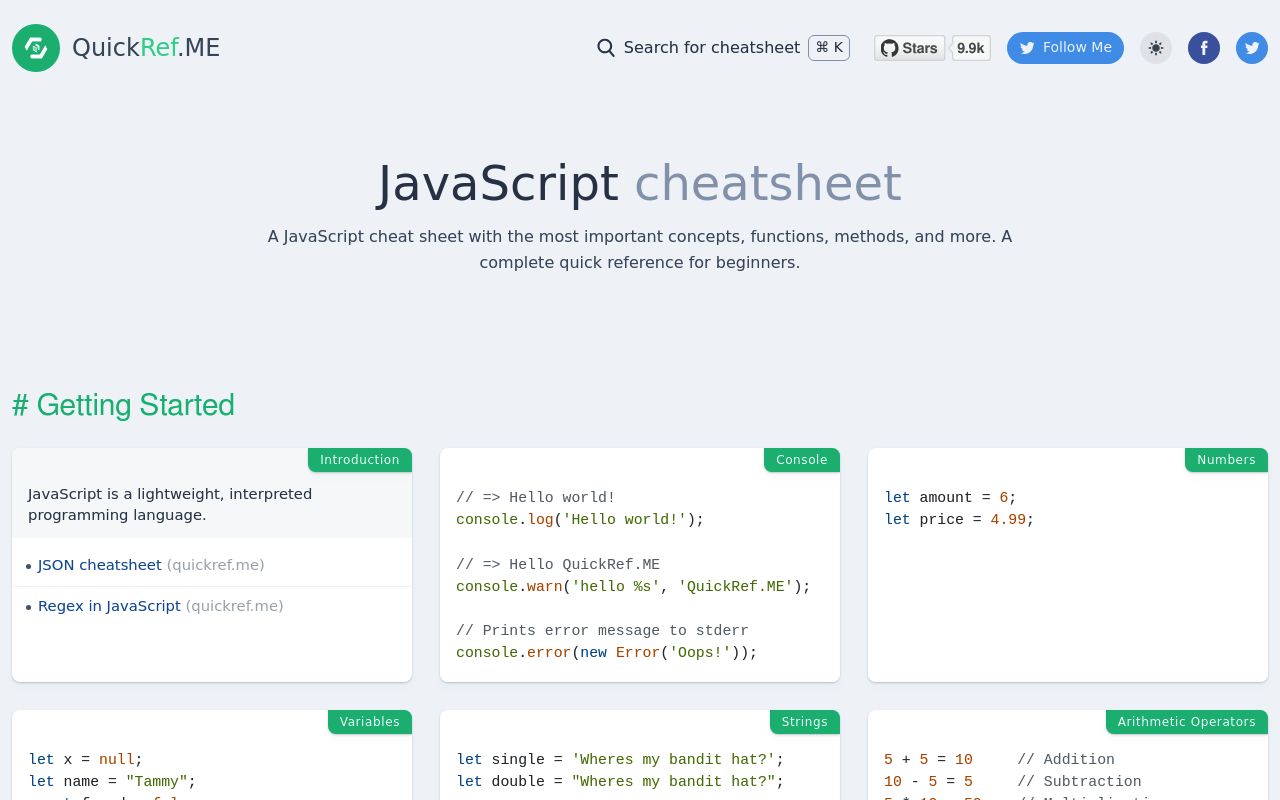 Quickref Javascript preview