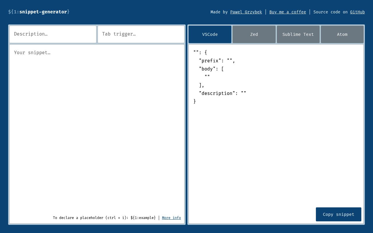 Snippet generator preview