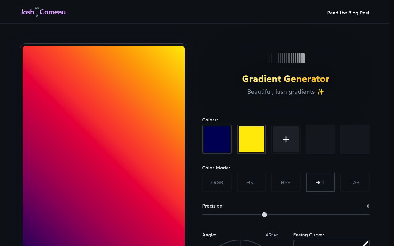 Josh Comeau Gradient Generator — screenshot