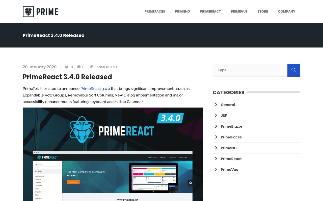PrimeReact preview